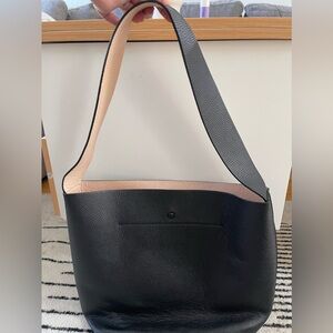 Cuyana black leather, wide-strap tote. A classic!